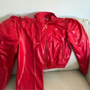 Adidas Scarlet Tracksuit with Gold Accents!